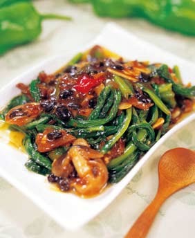 图片[1]-豆豉鲮鱼油麦菜-锦囊菜谱