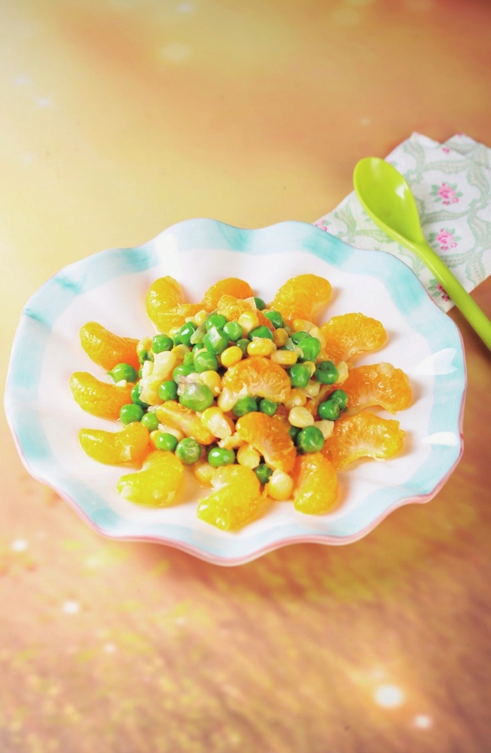 图片[1]-橘子豌豆炒玉米怎么做-橘子豌豆炒玉米的做法